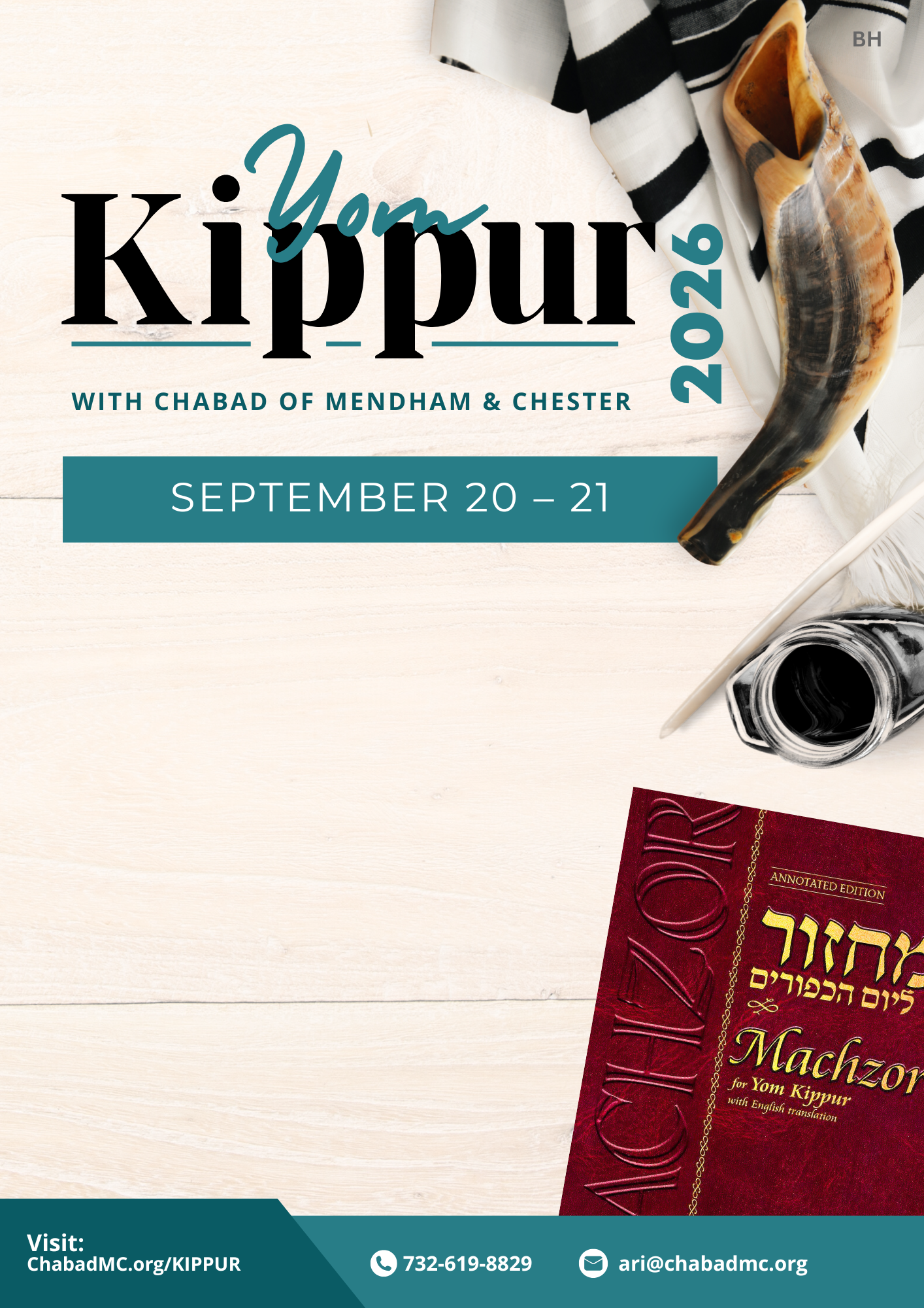 Yom Kippur 2026 in Mendham and Chester Flyer
