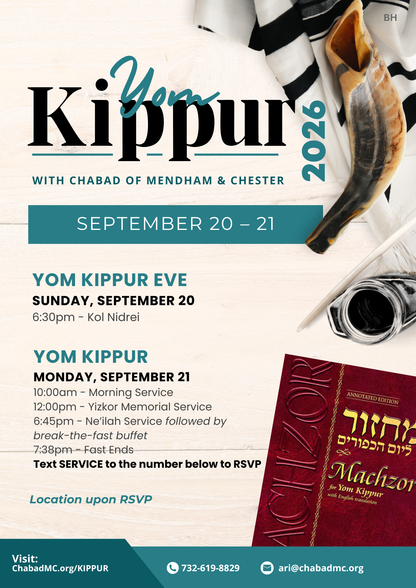 Yom Kippur 2026 Schedule